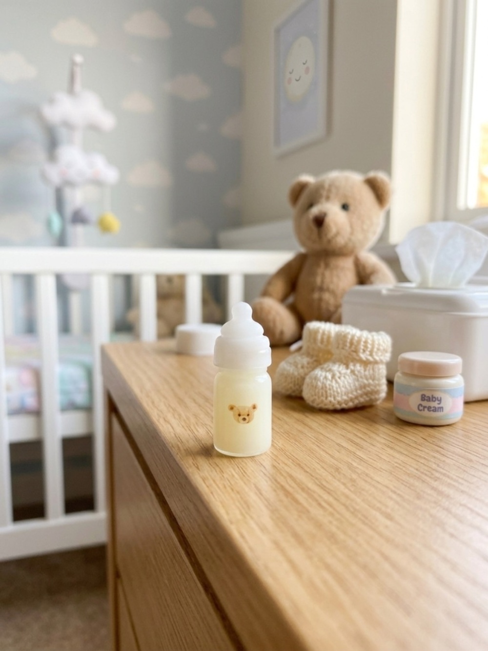 Teddy Micro Baby Doll Glass Bottles